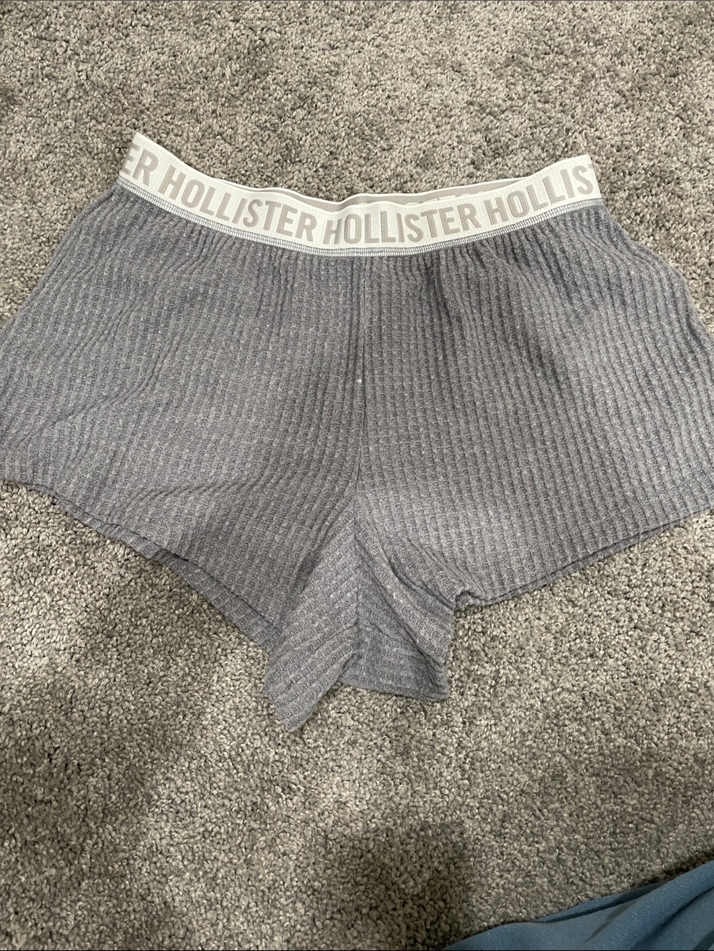 Hollister Ribbed Gray Lounge Shorts with Logo Waistband